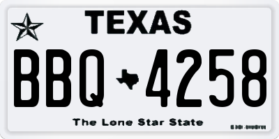 TX license plate BBQ4258