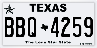 TX license plate BBQ4259