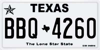TX license plate BBQ4260