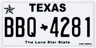 TX license plate BBQ4281