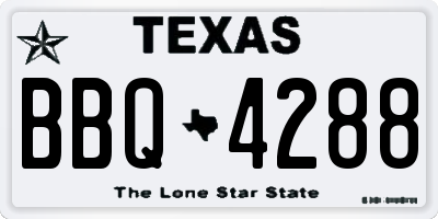 TX license plate BBQ4288