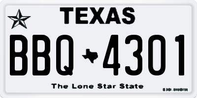 TX license plate BBQ4301