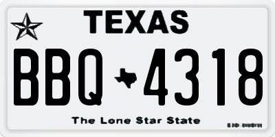 TX license plate BBQ4318
