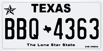 TX license plate BBQ4363