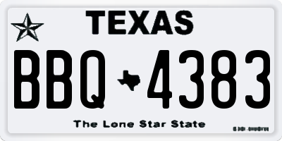 TX license plate BBQ4383