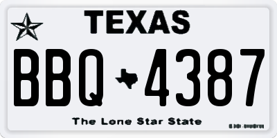 TX license plate BBQ4387