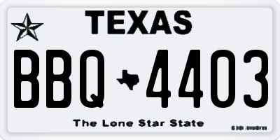 TX license plate BBQ4403