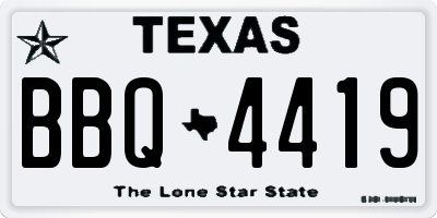 TX license plate BBQ4419