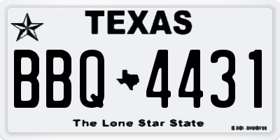TX license plate BBQ4431