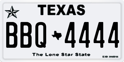 TX license plate BBQ4444