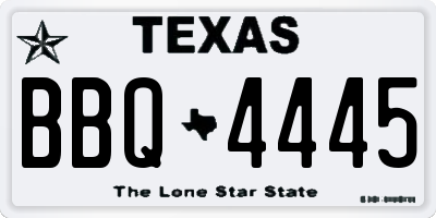 TX license plate BBQ4445