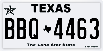 TX license plate BBQ4463