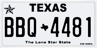 TX license plate BBQ4481