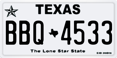 TX license plate BBQ4533