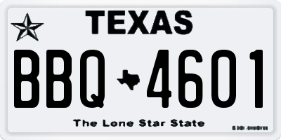 TX license plate BBQ4601
