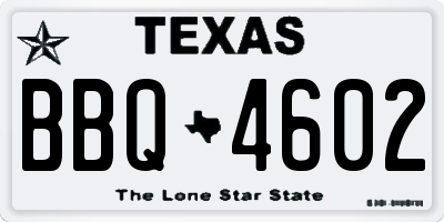 TX license plate BBQ4602