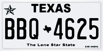 TX license plate BBQ4625
