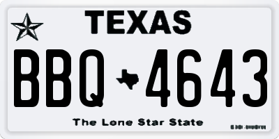 TX license plate BBQ4643