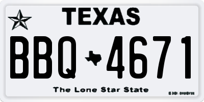 TX license plate BBQ4671