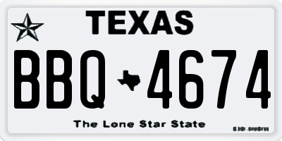 TX license plate BBQ4674