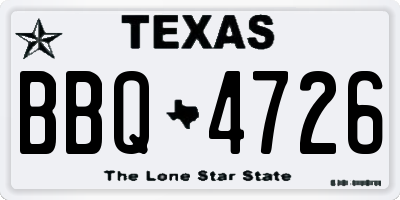 TX license plate BBQ4726
