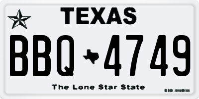 TX license plate BBQ4749