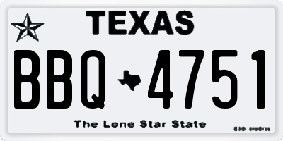 TX license plate BBQ4751