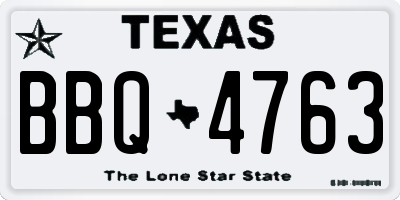 TX license plate BBQ4763