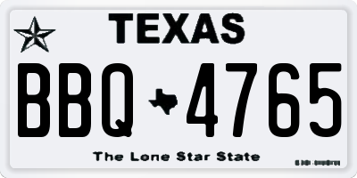 TX license plate BBQ4765