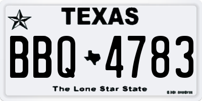 TX license plate BBQ4783