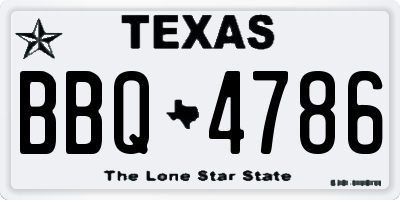 TX license plate BBQ4786