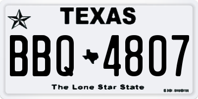 TX license plate BBQ4807