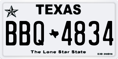 TX license plate BBQ4834