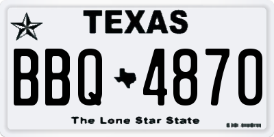 TX license plate BBQ4870
