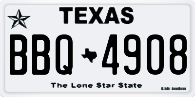 TX license plate BBQ4908