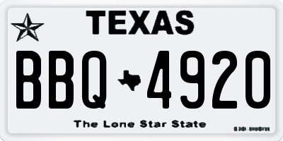 TX license plate BBQ4920