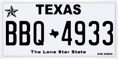 TX license plate BBQ4933