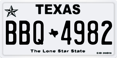 TX license plate BBQ4982