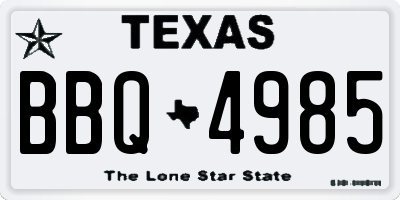 TX license plate BBQ4985