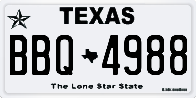 TX license plate BBQ4988