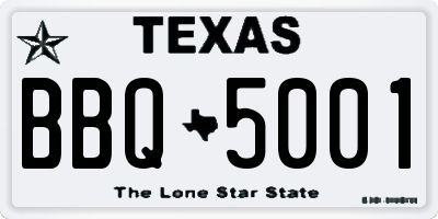 TX license plate BBQ5001