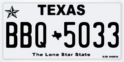 TX license plate BBQ5033