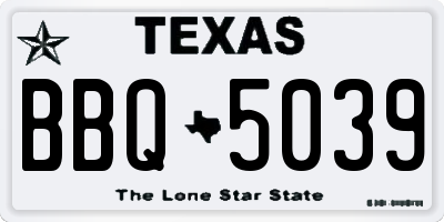 TX license plate BBQ5039