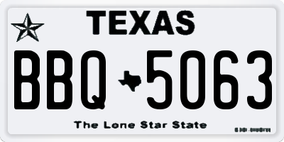 TX license plate BBQ5063