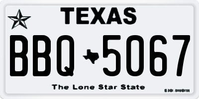 TX license plate BBQ5067