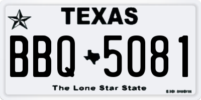 TX license plate BBQ5081