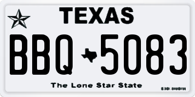 TX license plate BBQ5083