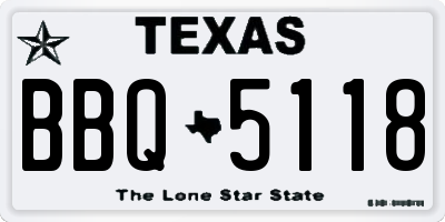 TX license plate BBQ5118