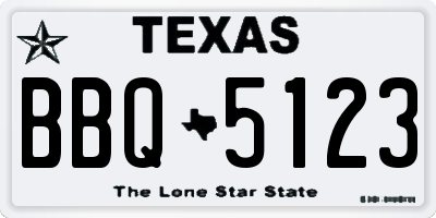 TX license plate BBQ5123