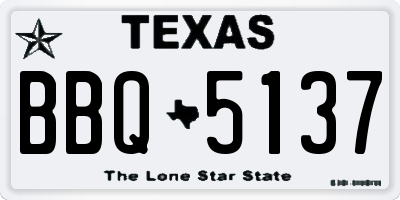 TX license plate BBQ5137